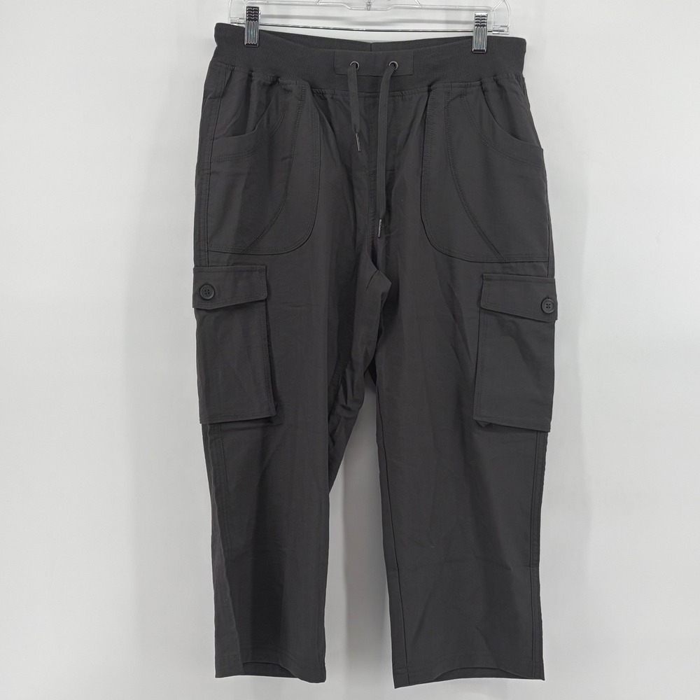TBY Travels Together Women's Elastic Waist Outdoor Cargo Capri Pants Black NWT L
